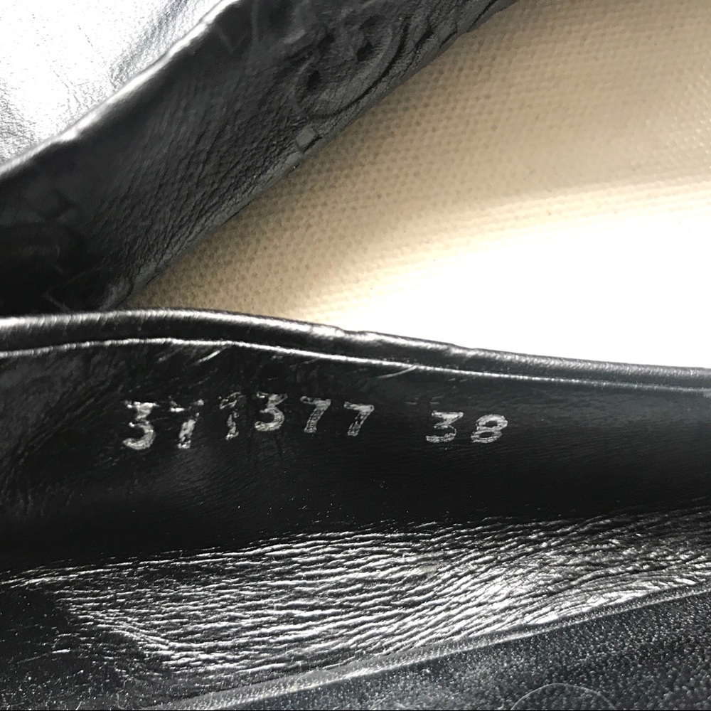 GUCCI Logo Guccisima Leather Peep Toe Flats Size 7